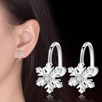 girls lovely ice festival gift flower clip earrings romantic snowflake simple cuff earrings for women charming earring jewelry