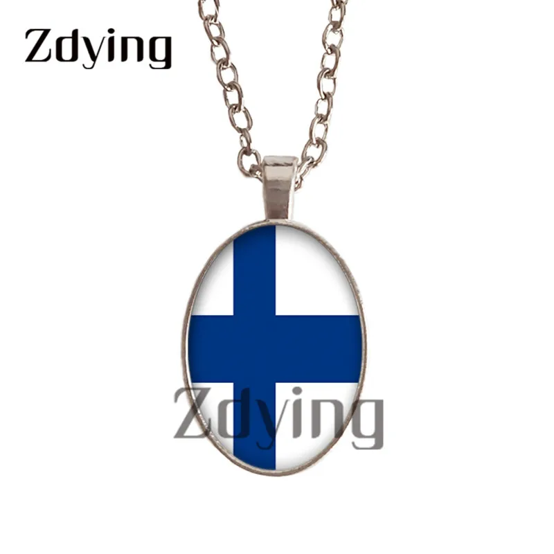 Овальная подвеска Zdying Nation Flags ожерелье из стекла Российская Испания Корея