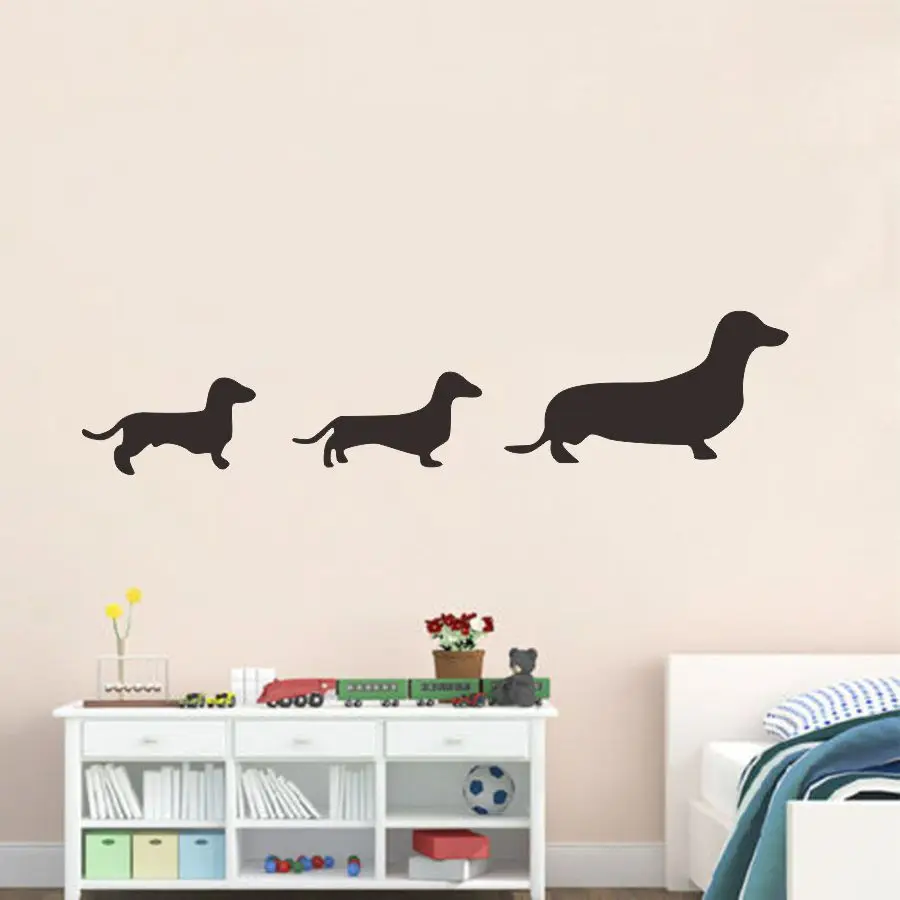Cat Dog and Butterfly Wall Sticker Art Vinyl Dachshund Decal for Kids Nursery Room Decor Funny Home Removable DIY Wallpaper Gift | Дом и сад