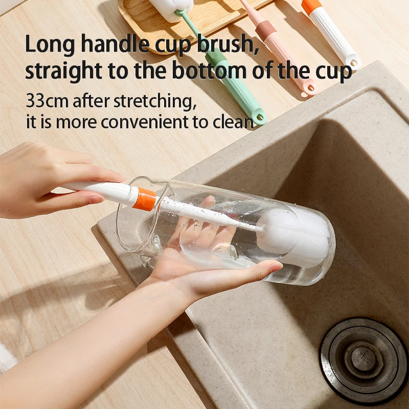 

Cleaning Cup Brush Retractable Long Handle Cleaning Brush Wash Cup Sponge Brush Kitchen Tool Car Household Clean Accessories