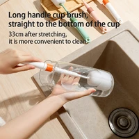 cleaning cup brush retractable long handle cleaning brush wash cup sponge brush kitchen tool car household clean accessories
