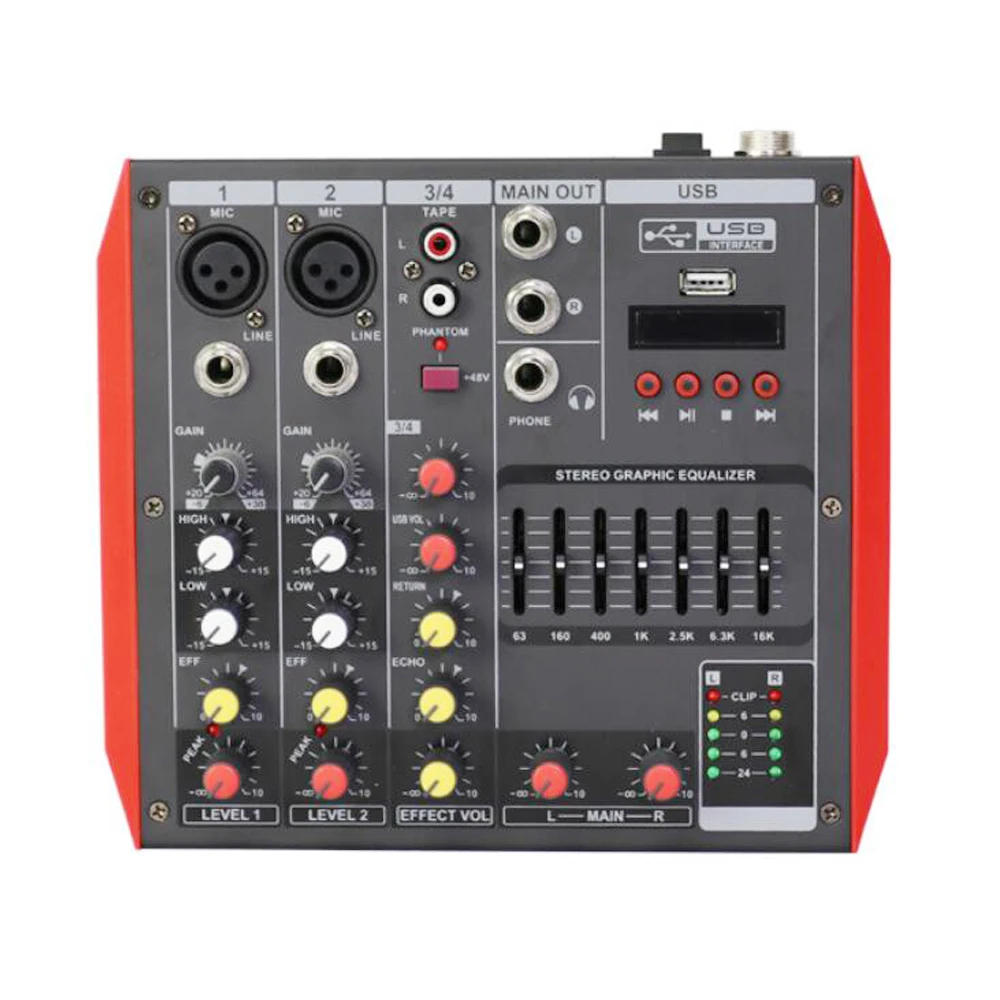 Pro MG4 4 микрофон Вход канальный звук аудио DJ Mixng смеситель Bluetooth EQ USB 48V консоль для