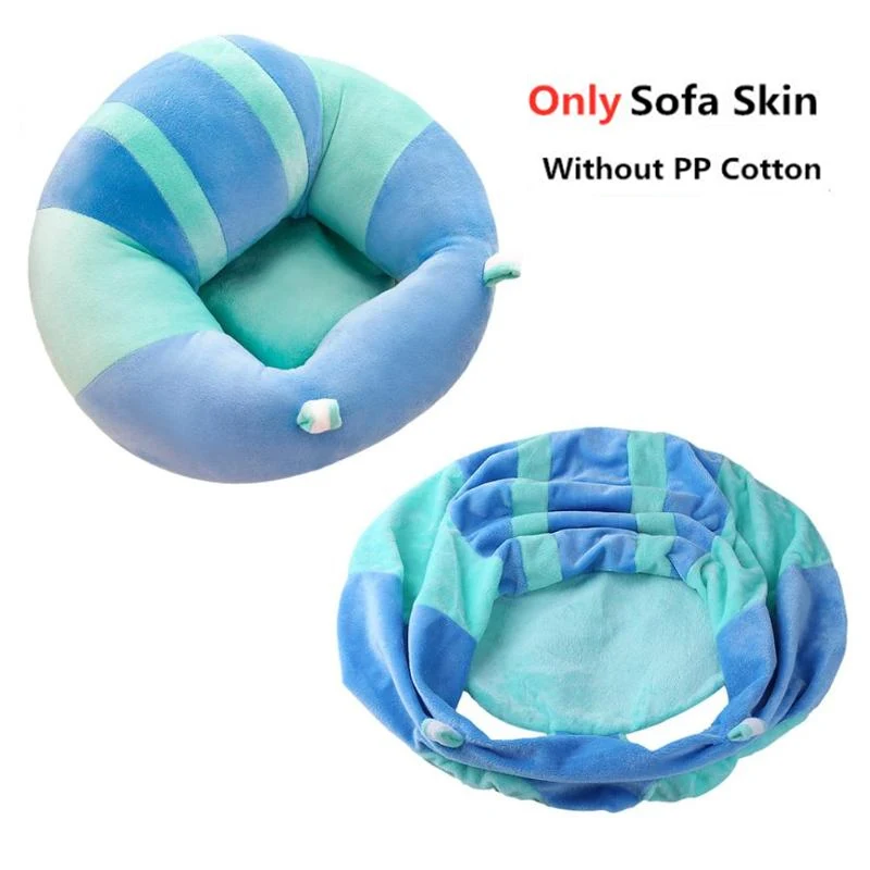 Only SkinBlueGreen Милый мультяшный кожаный диван для младенцев, детское кресло, чехол для дивана, сидение, обучающее кресло, моющееся, только чехол на молнии, без полипропилена, хлопок - Цвет: Only SkinBlueGreen