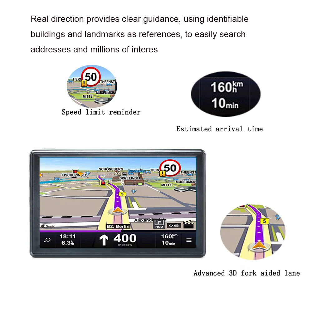7 дюймов HD Автомобильный gps навигатор Windows CE Bluetooth AVIN емкостный экран FM 8 ГБ/256 Мб автомобиль avan автомобиль грузовик gps Европа Sat nav
