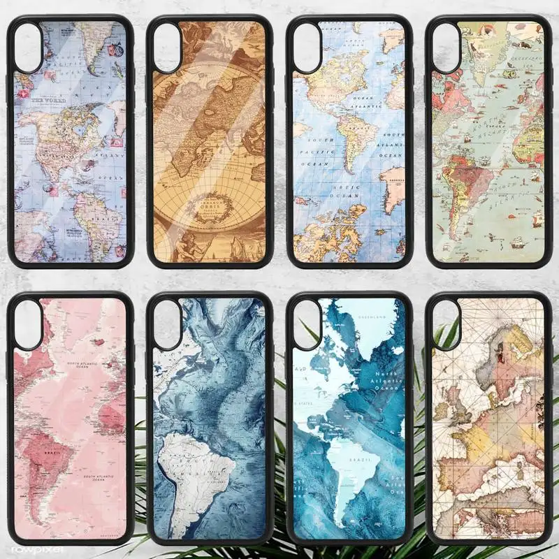 

World map travel Phone Case PC for iPhone 11 12 pro XS MAX 8 7 6 6S Plus X 5S SE 2020 XR