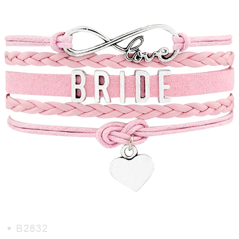 Женские многослойные кожаные браслеты с сердечками Infinity Love Maid of Honor для подружки