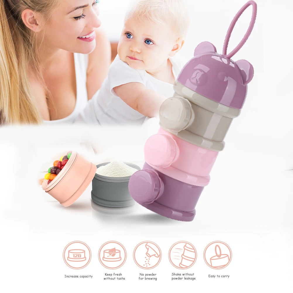 

Portable Baby Food Storage Box Bear Shape Essential Milk Powder Container Essential Snack Cereals Storage Box