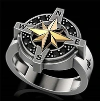 fashion gold and silver mixed color cross compass metal ring anniversary gift wholesale jewelry