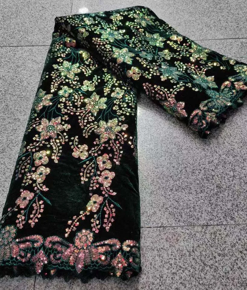 

Шнурок из Африканской ткани и бархата 2021 Высокое качество вышитые французские кружевная ткань с блестками для вечерние платье в нигерийско...