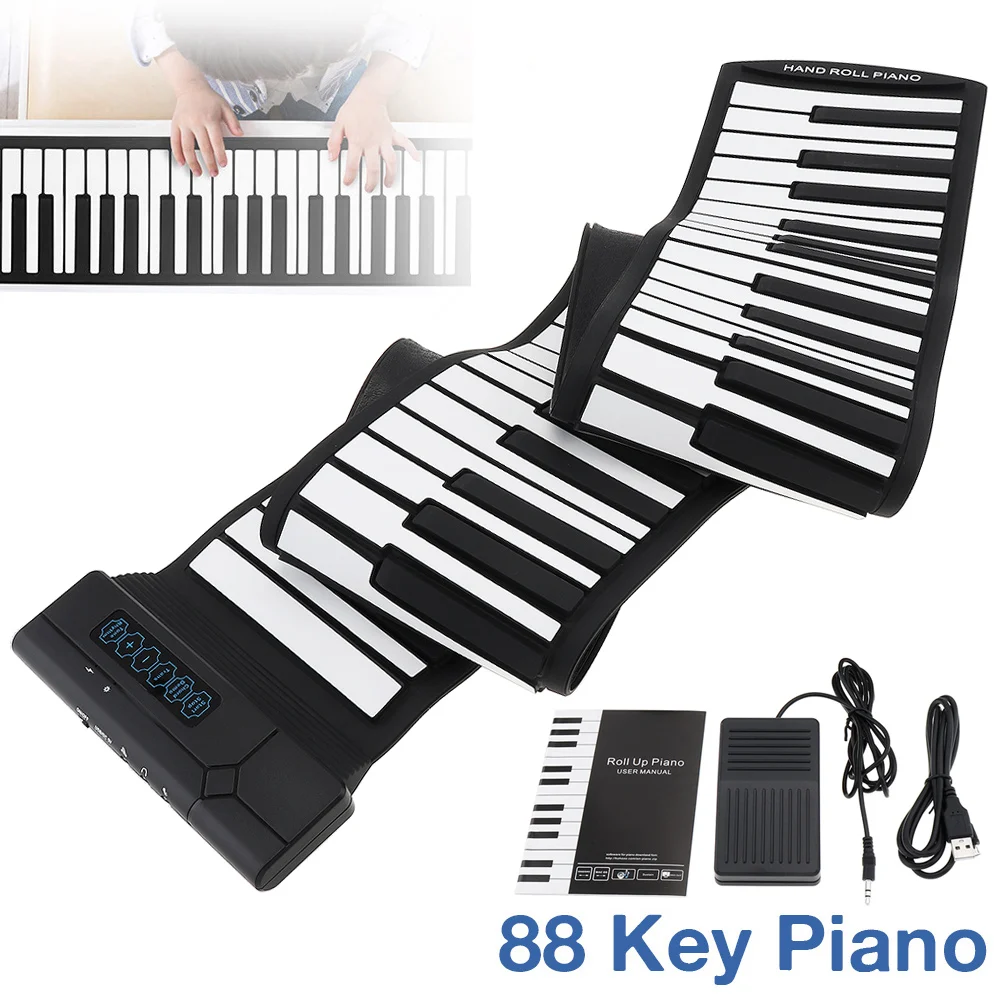 88 клавишный USB MIDI выход рулонное пианино перезаряжаемая электронная портативная