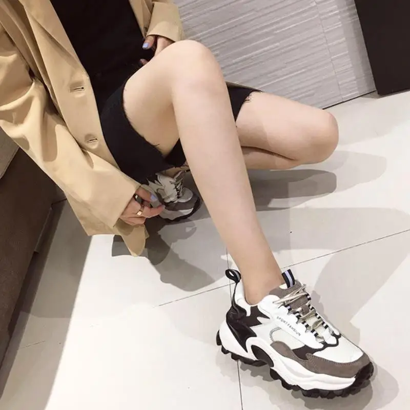 

RIZABINA Women Sneakers Fashion Platform Thick Bottom Spring Shoes Woman Mixed Color Round Toe Casual Daily Footwear Size 35-40