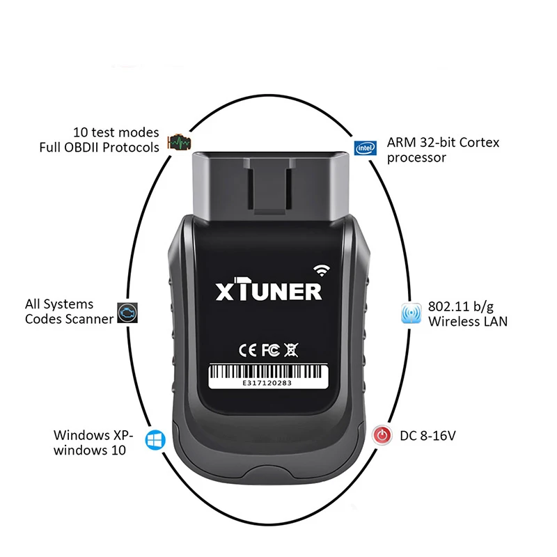[XTUNER Дистрибьютор] XTUNER E3 WINDOWS 10 беспроводной OBDII диагностический инструмент Pefect Замена для VPECKER Easydiag