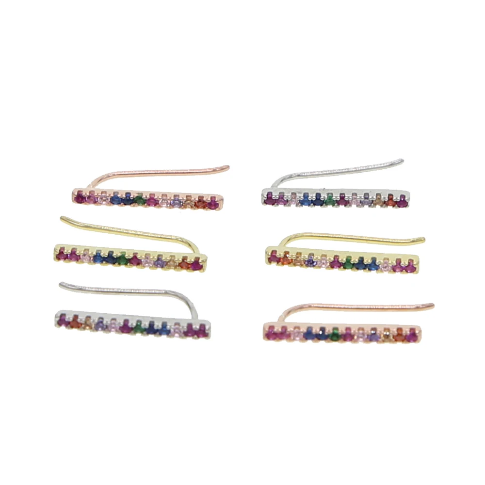 Женские серебряные сережки с разнослойной радужной расцветкой Cz длинные серьги