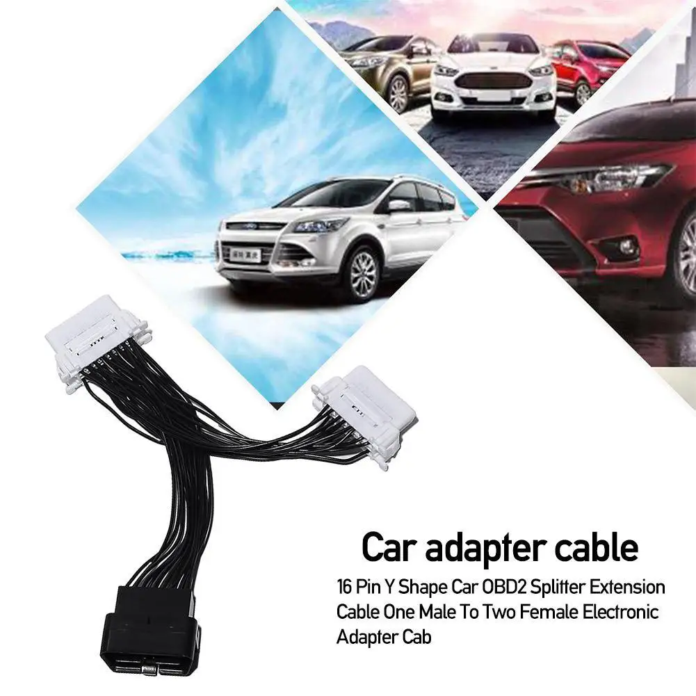 Авто 16 Pin OBD2 OBDii OBD 2 разветвитель Удлинительный кабель папа-мама Женский Y для ELM327