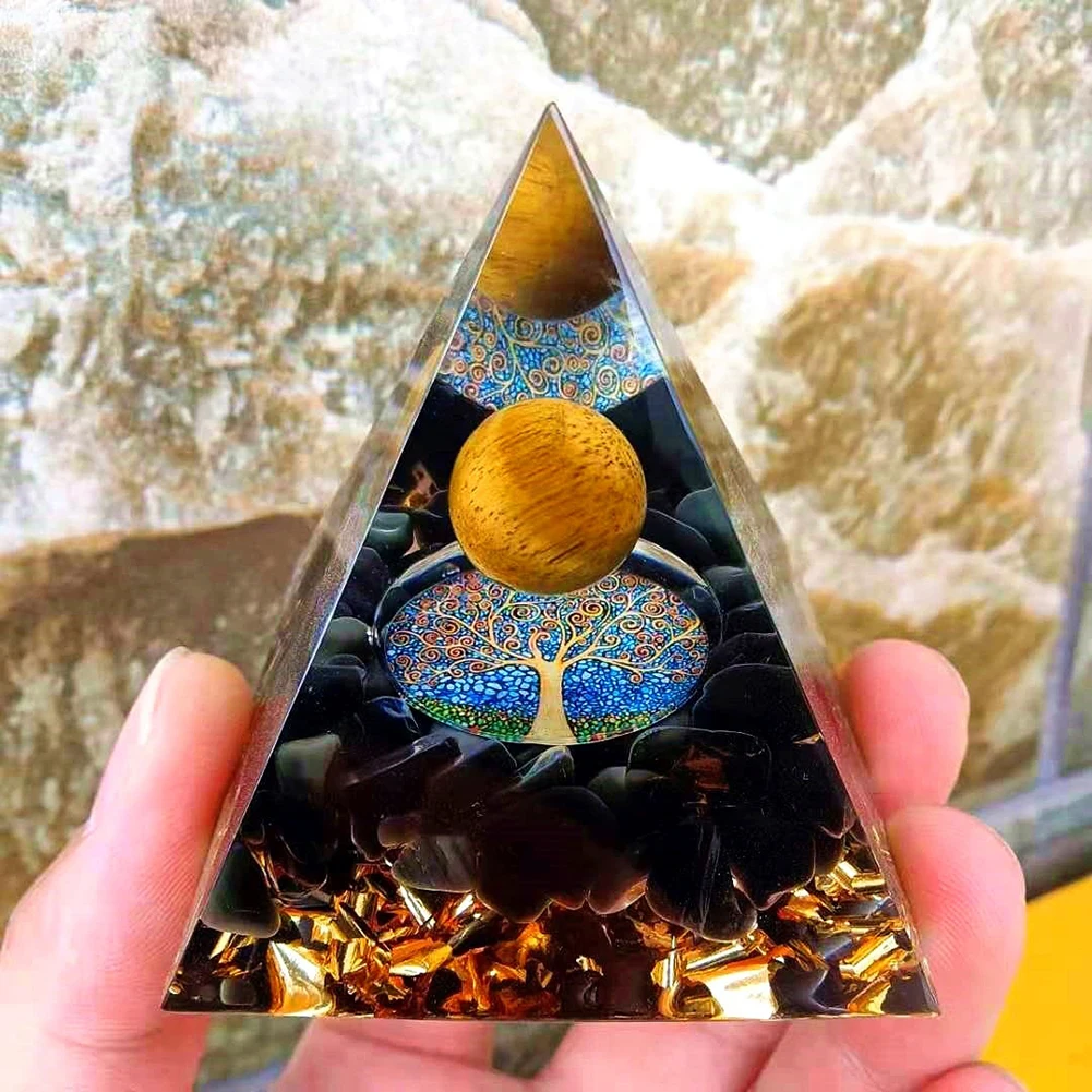 

Amethyst Crystal Pyramid Ornament Energy Recovering Healing Peridot Crystal Meditation Tool Household Craft Home Desk Decoration