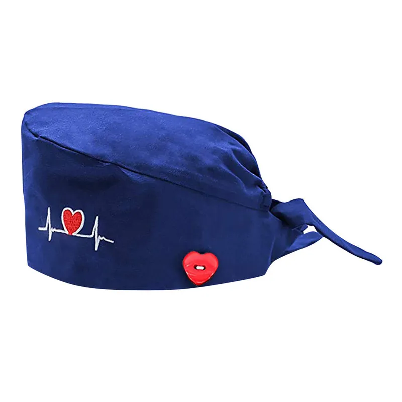 

Bouffant Scrubs Hats with Button Anti-lear Bandage Adjustable Caps Thin Printed Workwear Hats Anti-dust Hair Cover Unisex Hats