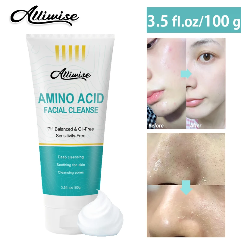 

Alliwise 100g Amino Acid Face Cleanser Facial Scrub Cleansing Acne Oil Control Blackhead Remover Shrink Pores Anti-UV Skin Care
