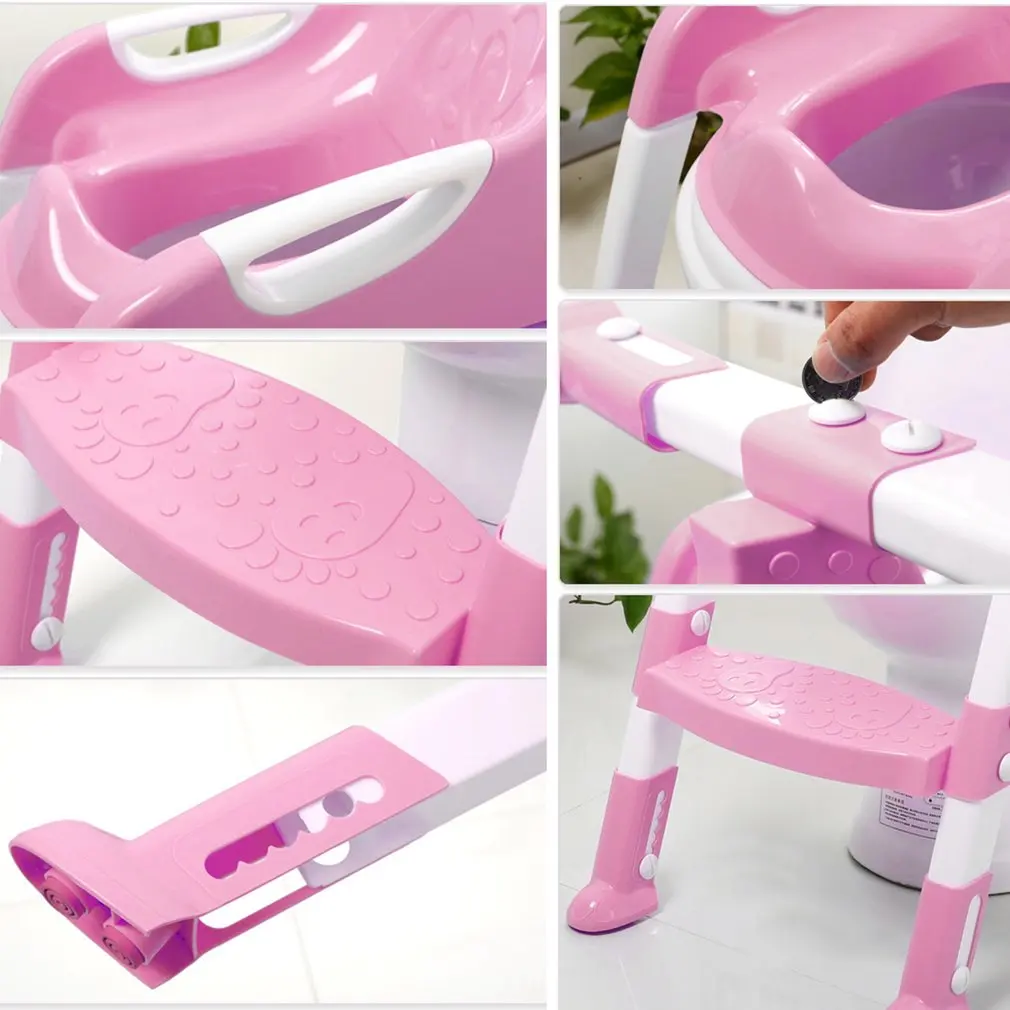 Foldable Children Potty Seat With Ladder Cover PP Toilet Adjustable Chair Pee Training Urinal Seating Potties for Boys Girls | Мать и
