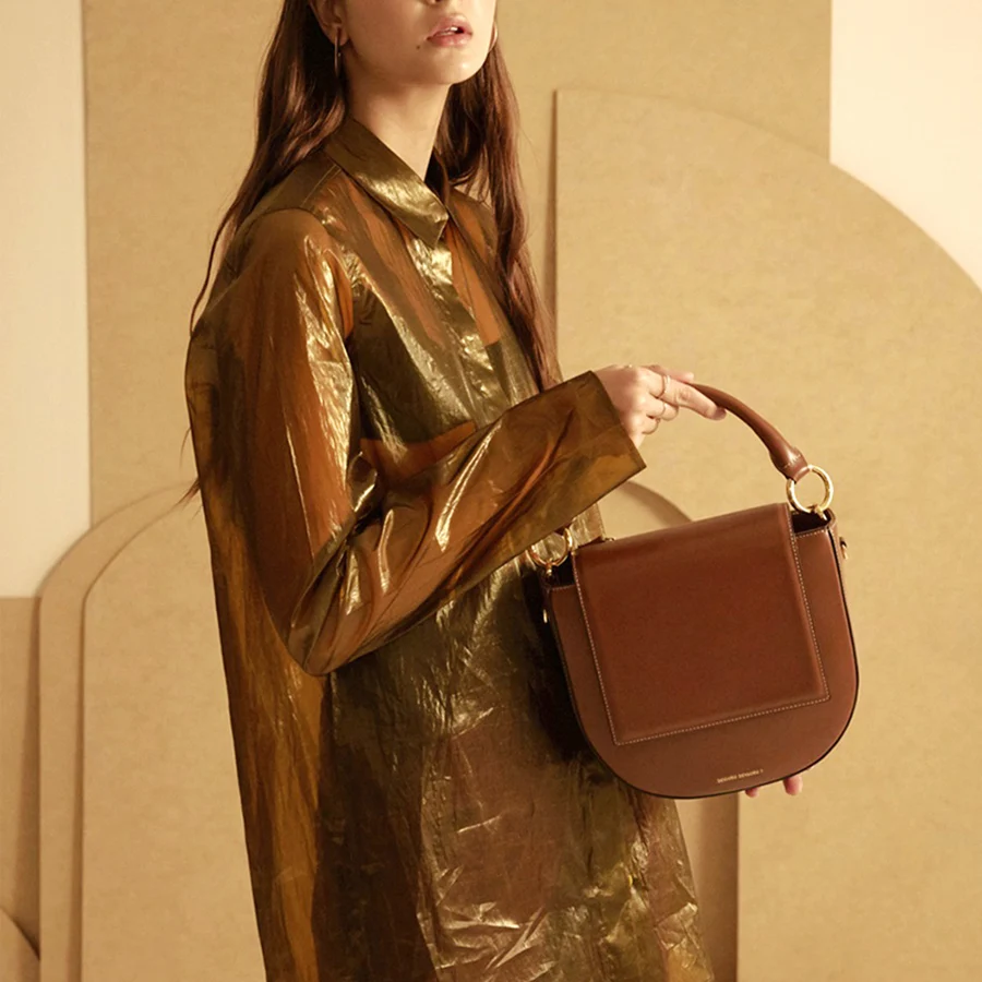 Роскошные дизайнерские кожаные женские сумки через плечо одноцветные с верхней