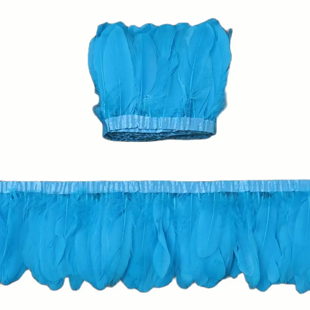 

Blue Goose Feather Trims Swan Feathers Fringe Ribbon for Needlework and Handicraft Pluma Skirt Accessories Wedding Decoration