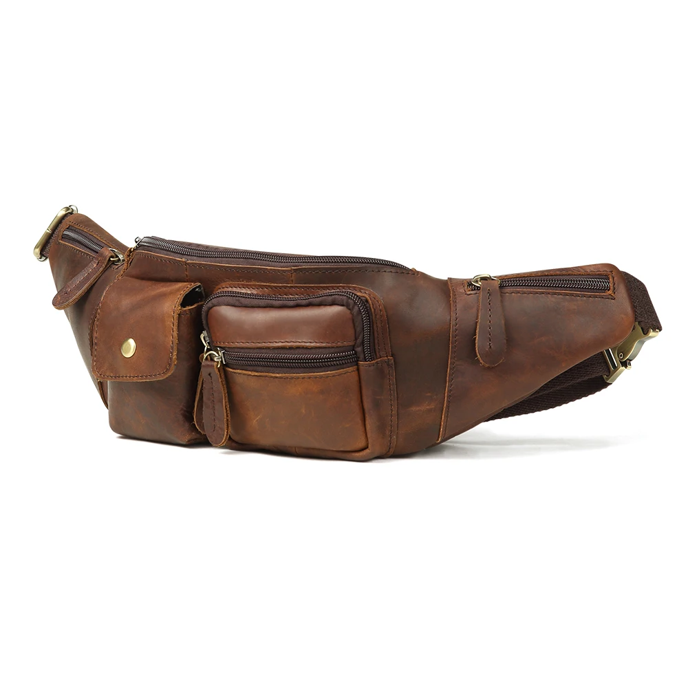 Повседневная модная мужская кожаная нагрудная сумка 2 цвета Ретро мессенджер на