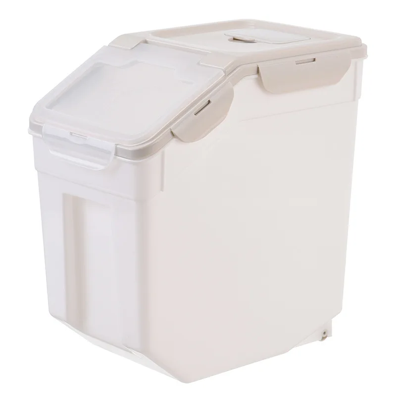 Beige-10kg Герметичная пищевая коробка для хранения большой емкости с крышкой, ведро для хранения риса, влагостойкая сумка для хранения домашних животных, Органайзер Домашний для хранения - Цвет: Beige-10kg