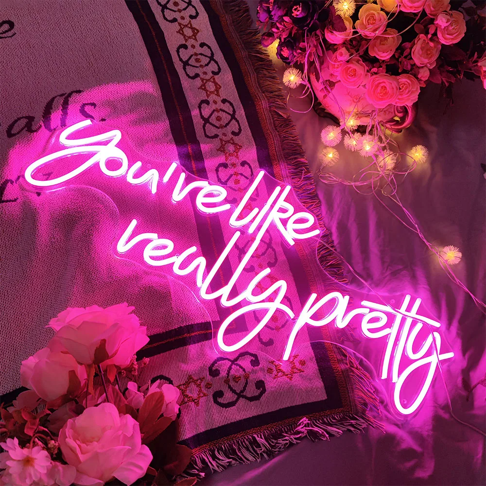 Неоновая вывессветильник Ты как действительно красивая на заказ Настенный декор