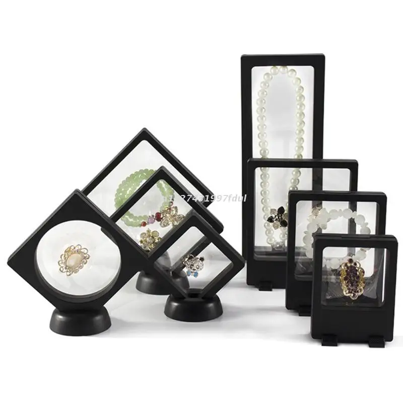 

Jewelry Ring Earrings Bracelet Protection Case Membrane Frame Necklace Display Holder Stones Coin Floating Stand Box