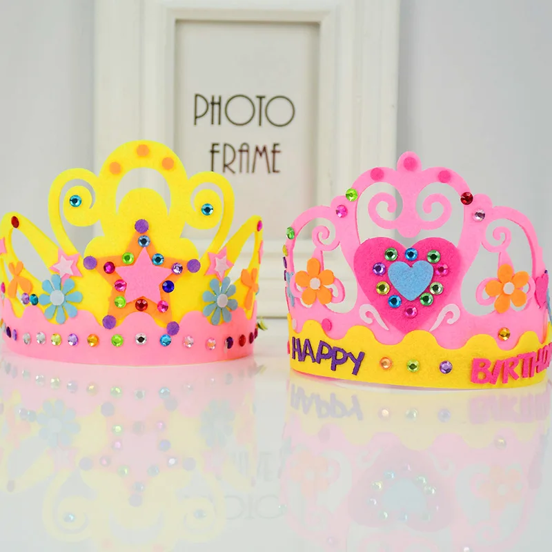 

Non-woven Crown Handmade Crafts DIY Birthday Hat Kids Happy Birthday Decor Girl Boy Prince Princess Crown Cap Fun Party Supplies