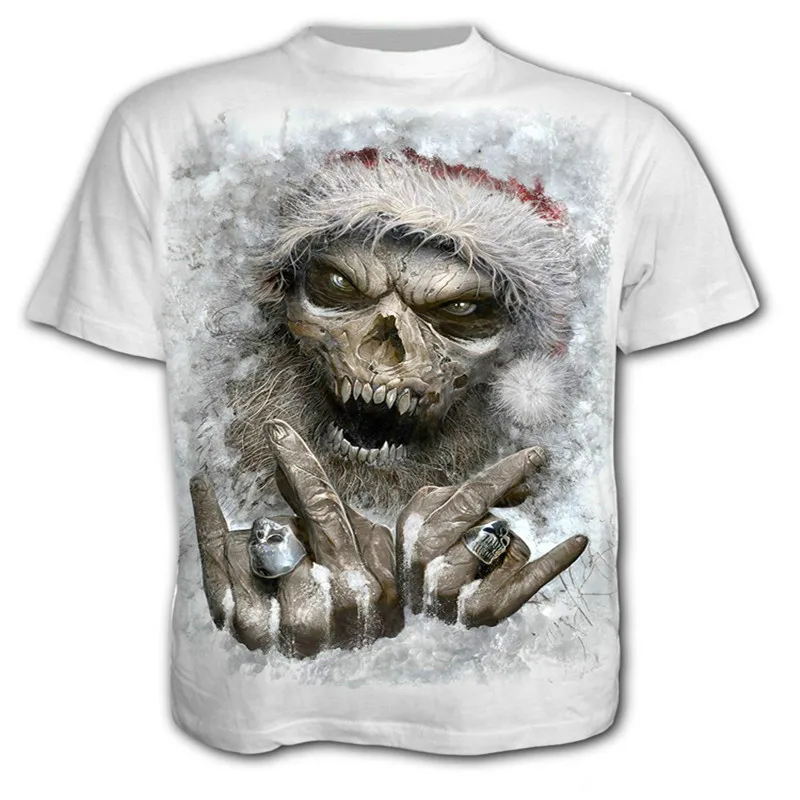 

Skull 3D horror skull print loose casual short-sleeved fashion trend T-shirt O-neck top 2021 summer new style