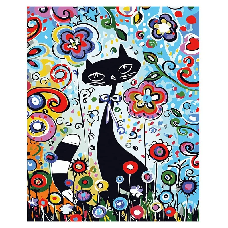 

AMTMBS Flower Cat Animal Pictures By Numbers Drawing On Canvas DIY Painting By Number Home Art Number Decor