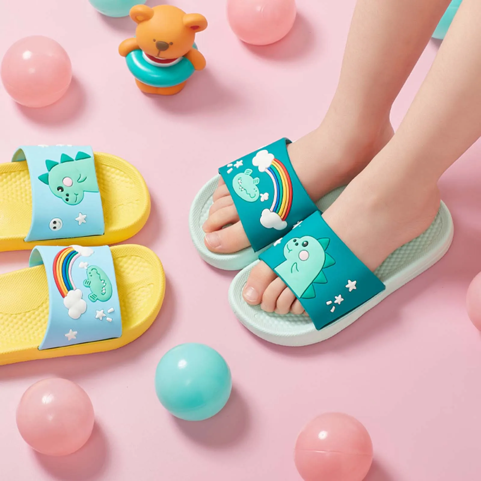 

New Summer Kids Slippers For Boys Girls Toddler Dinosaur Slide Sandals Anti-Slip Beach Water Home Shoes Pool Children Slippers