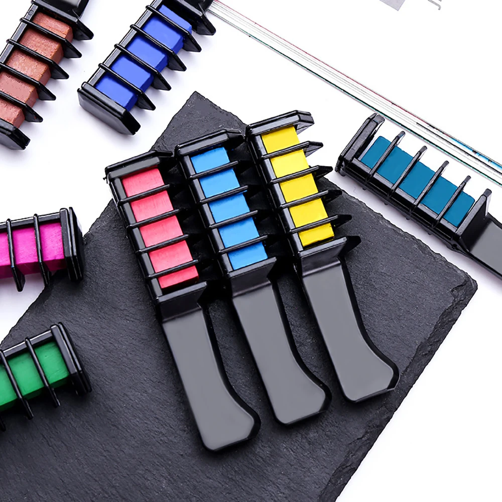 

6pcs/set Disposable Hair Coloring Chalk Washable Hair Dyeing Cream Crayon Comb Kit Party Cosplay Dyeing Brush Styling Tools