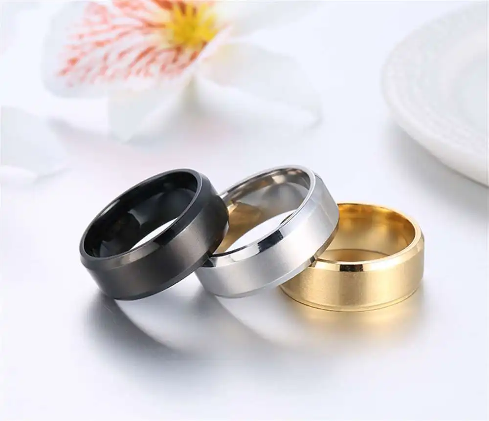 Мужские ювелирные изделия титановое стальное кольцо с матовой проволокой