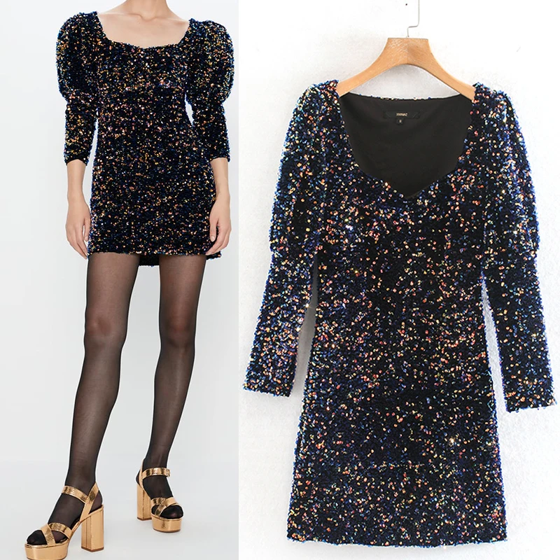 2020 Za Новая повседневная модная женская одежда бархатное платье с рукавом 3/4 и