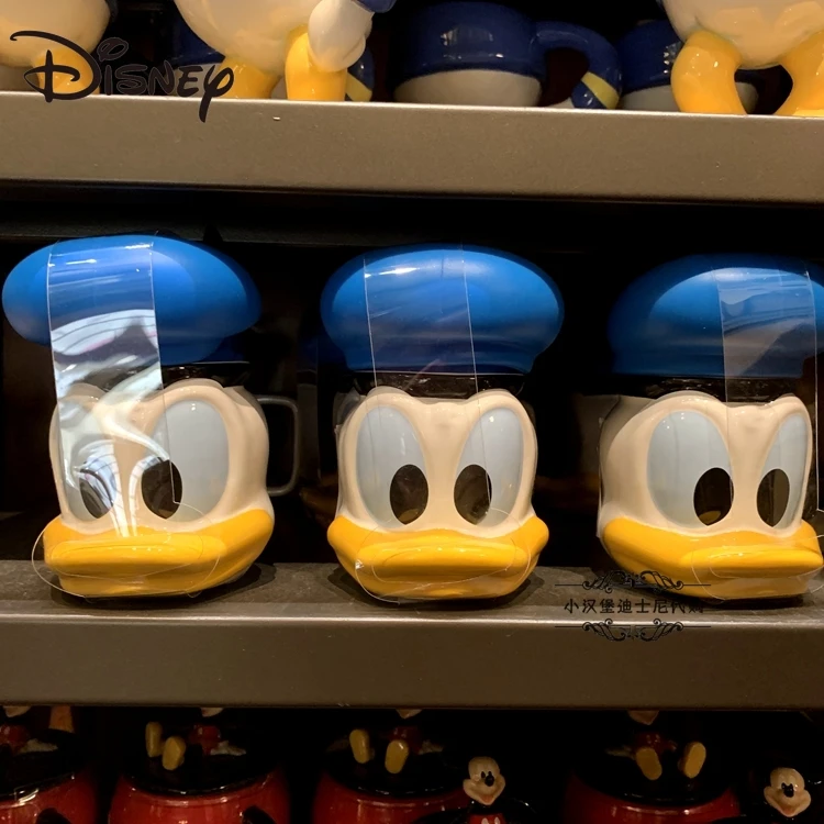 

Кружка с диснеевским изображением Дональда Дака, объемная керамическая кружка, большая емкость, пластиковая крышка, кружка для воды, термос...