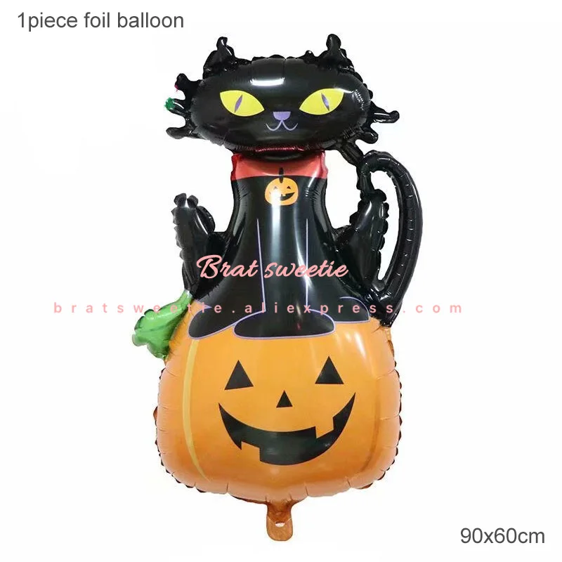 pumpkin cat balloon Хэллоуин украшение ужасный страшный призрак шары легкая прозрачная ткань в паутинку бар Счастливый Хэллоуин сцена набор для вечеринки - Цвет: pumpkin cat balloon