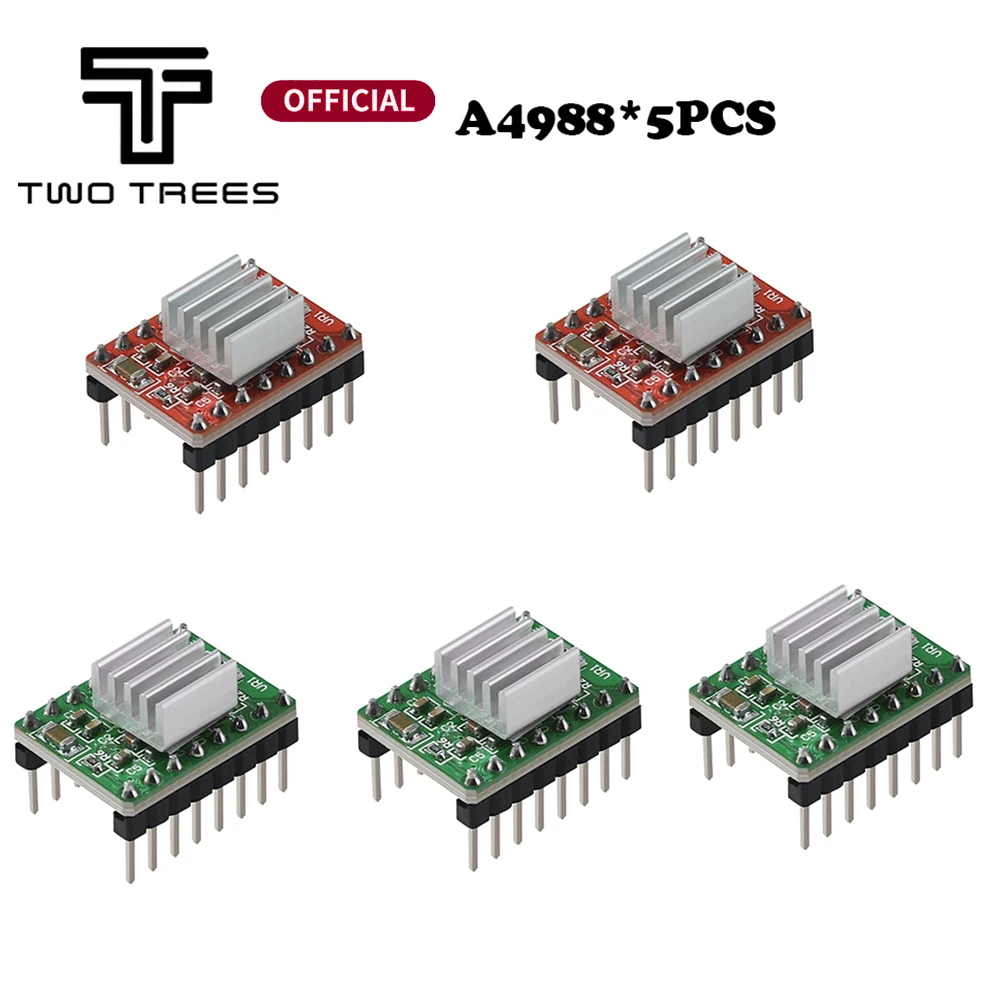

5PCS A4988 Stepper Motor Driver Module with Heatsink + Heat Sink 3D Printer Parts For SKR V1.3 1.4 GTR V1.0 MKS GEN V1.4 board