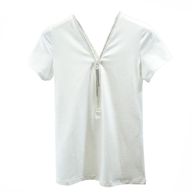 Женская футболка с двойным v-образным вырезом на молнии новая мода 2020 облегающий