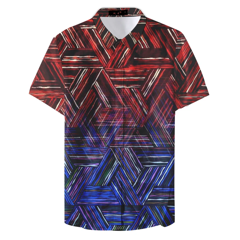 2021 летние Для мужчин шелковая ткань в рубчик Стиль: принт с геометрическим узором