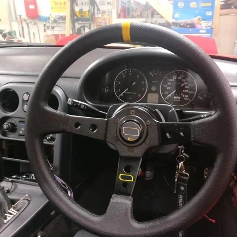 350mm Deep Dish 6 Bolt Car Racing Steering Wheel PVC Leather and Aluminum Bracket Horn Button For Sport with Logo - купить по