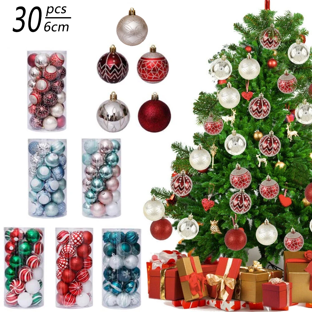 

30pcs 6cm Xmas Christmas Ball Tree Pendant Ornaments Plastic Hanging Ball Home Decoration New Year Gift Navidad Natal Noel 2022