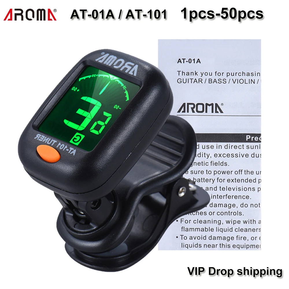 Вращающийся тюнер для гитары AROMA AT-01A/AT-101 ЖК-дисплей басов укулеле скрипки