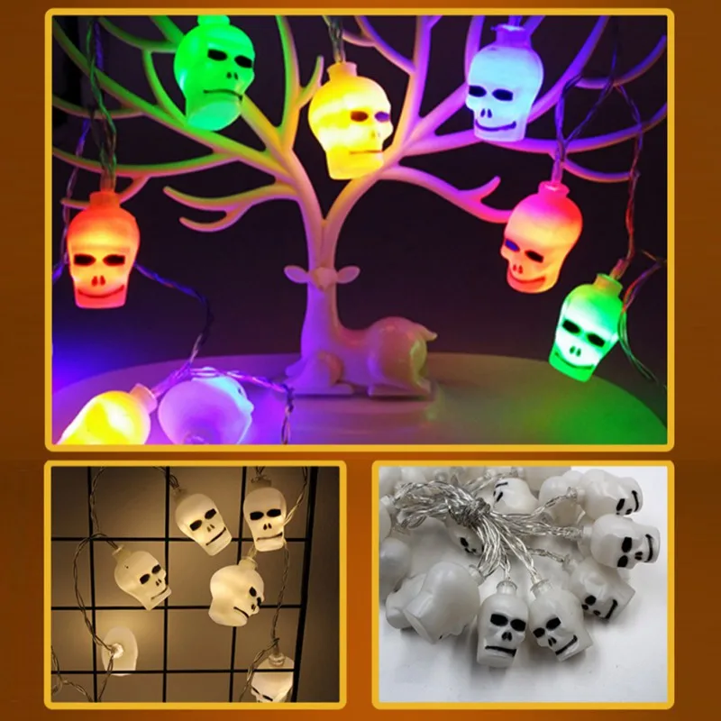 

3M 20 LED Skull Pumpkin String Lights Halloween Indoor Outdoor Party Light String Halloween Christmas Tree Garden Decoration