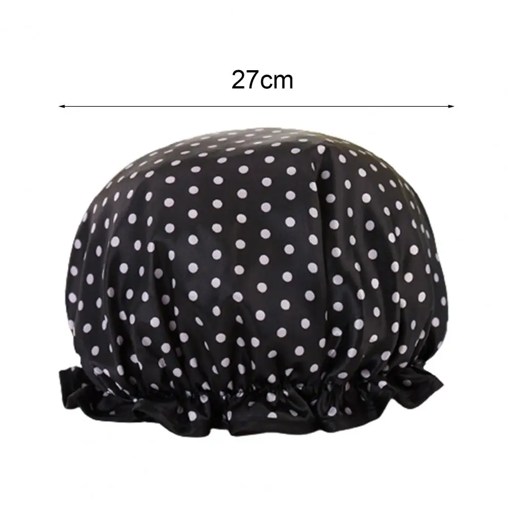 

Shower Caps Elastic Double-Layer Waterproof Polyester Fiber Flower Printed Thickened Hair Bath Cap Bathing Face Cleaning Cap