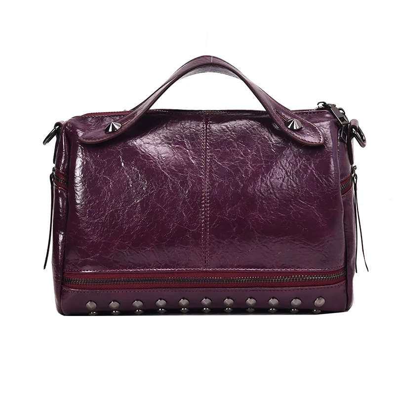 

Rivet Designer Vintage Leather Crossbody Bags For Women 2019 Small Shoulder Messenger Bag Female Travel Handbags and Purses