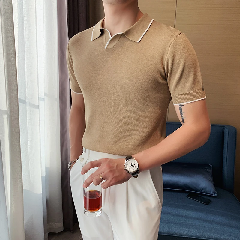 

Solid Colors POLO Shirts Men 2021 Summer Short Sleeve Polo Shirts Turndown Collar Business Casual Men Clothing Streetwear Top
