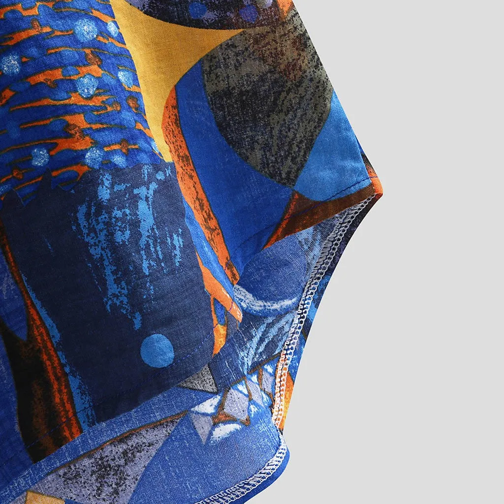 Мужская винтажная рубашка с принтом свободная повседневная на пуговицах