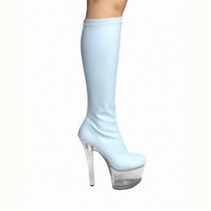 Высокие сапоги из водонепроницаемого материала с круглым носком на супертонком