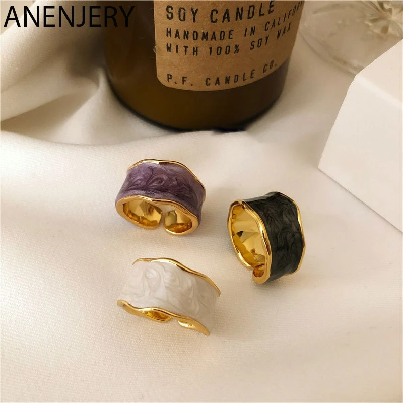 

Evimi Antique 925 Sterling Silver Irregular Drop Glaze Gold Color Rings For Women Elegant Party Jewelry 2020 New S-R961